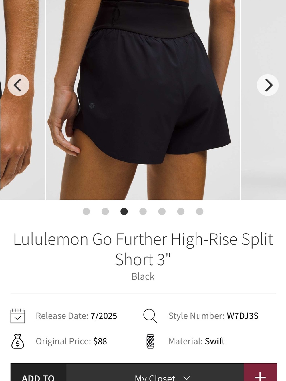lululemon athletica Go Further High-Rise Split Short 3" - NAVY